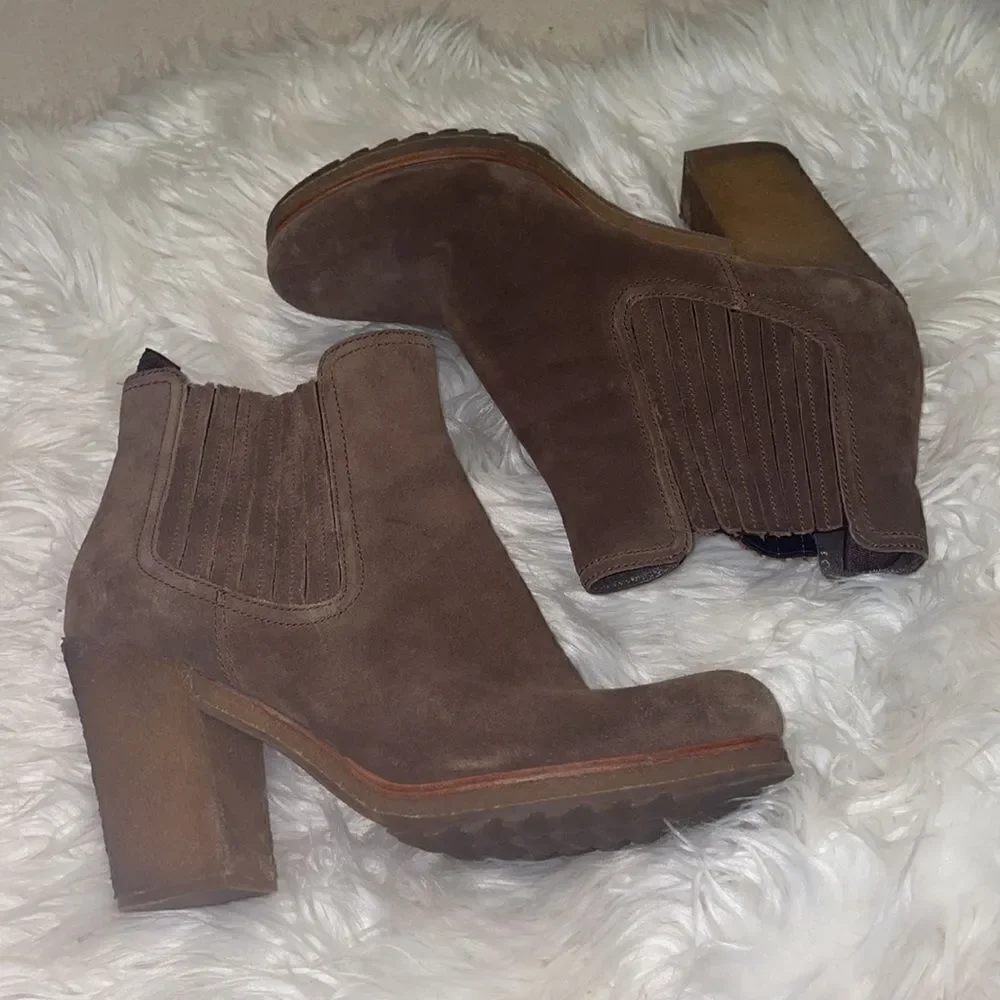 Prada Brown Suede Chunky Ankle Booties - Picture 3 of 8